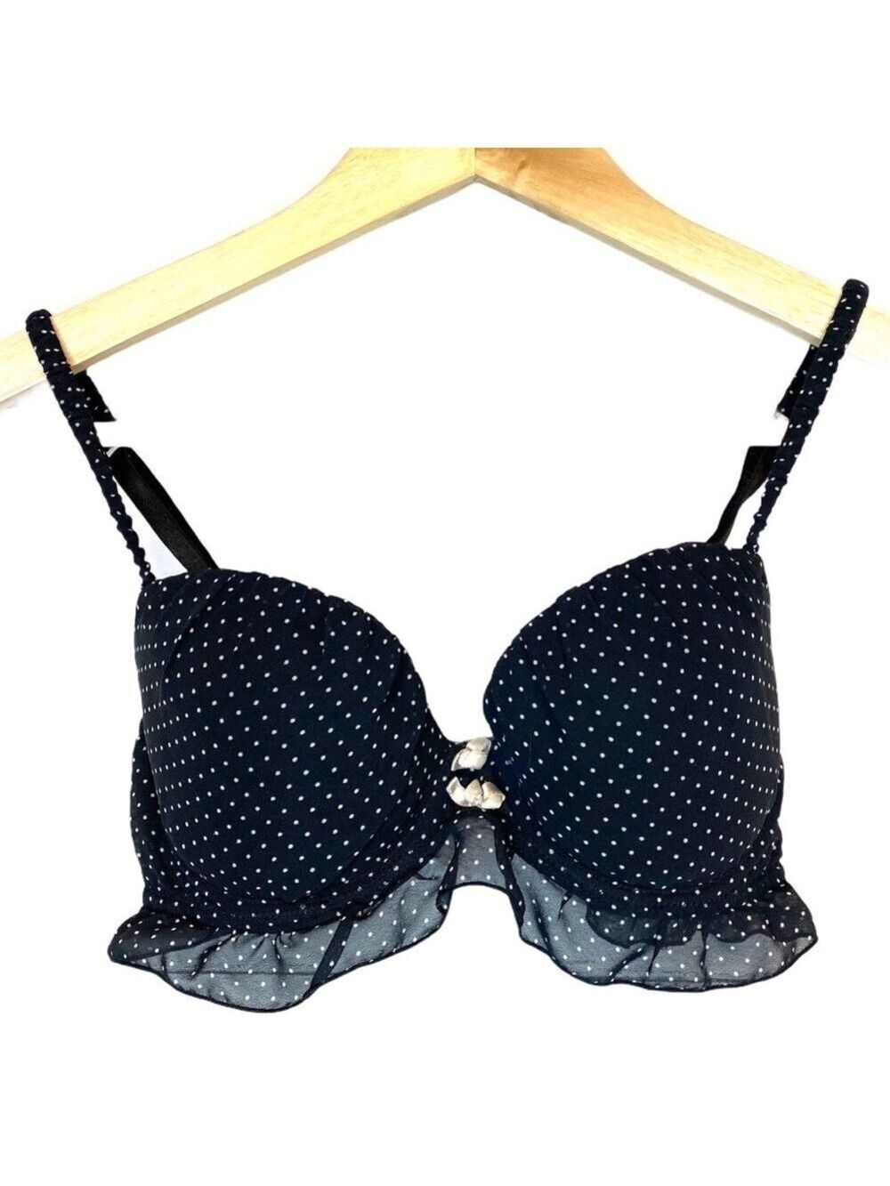 💗LASENZA. Polka dot Ruffle underwire bra in navy